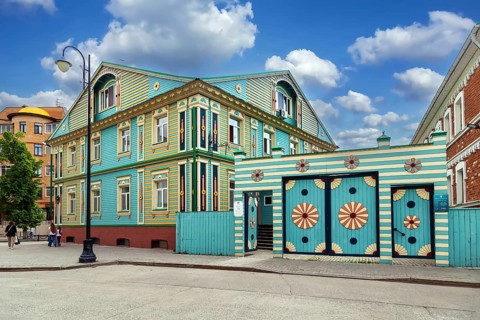 Street in Old Tatar Quarter in Kazan, Russia, Europe