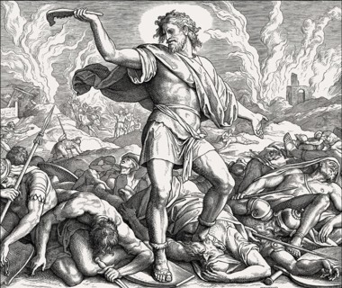 Samson Slays a Thousand Men with the Jawbone of a Donkey, Old Testament, by Julius Schnorr von