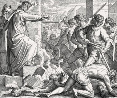 Exclusion of the Levites and mass execution, Old Testament, by Julius Schnorr von Carolsfeld, 1860