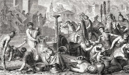 Romans plundering ancient Corinth in 146 BC