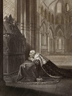 Ludwig VII., König von Frankreich, vor dem Grabmal von Thomas Becket, Erzbischof von Canterbury,