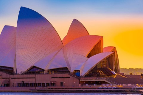 Sydney opera house dusk. Shooting Location: sydney, australia