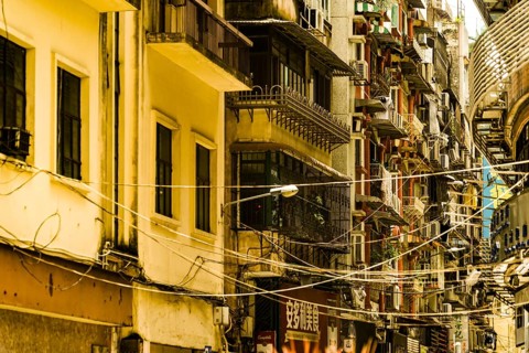 Back of the street of the city of Macau. Shooting Location: Macao Special Administration