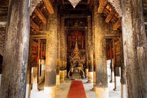 Ancient lanna style Vihara Chamma Dhevi at Wat Pong Yang Kok in Hang Chat District, Lampang,