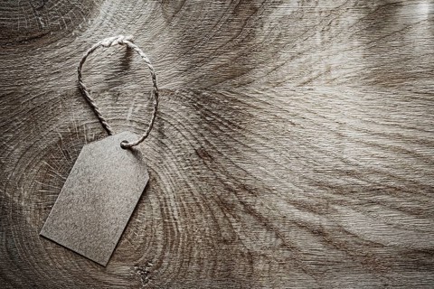 Price tag on wooden board