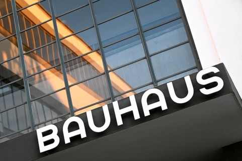 Bauhaus lettering on the Bauhaus building, Dessau, Saxony-Anhalt, Germany, Europe