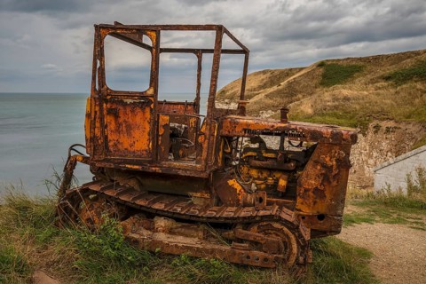 Flamborough, East Riding of Yorkshire, England, UK, September 14, 2018: An old rusty crawler on the