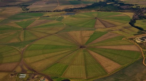 Irrigation system, agriculture, green areas, reservoir, forest, gravel road, Clarkson, Eastern