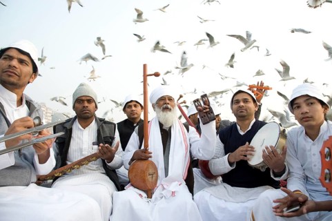 Sant vivek das ji on boat, varanasi, uttar pradesh, Asia, India, Asia