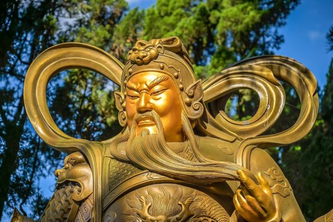 Warrior, guardian figure, Xuan Zang Temple, east side of Sun Moon Lake, Yuchi Township, Nantou