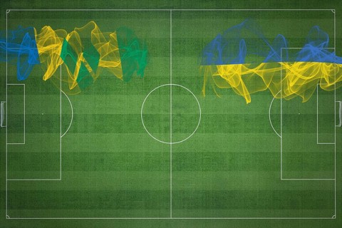 Saint Vincent and the Grenadines vs Ukraine Soccer Match, national colors, national flags, soccer
