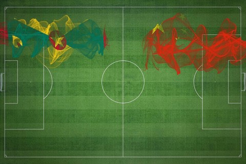 Grenada vs China Soccer Match, national colors, national flags, soccer field, football game,