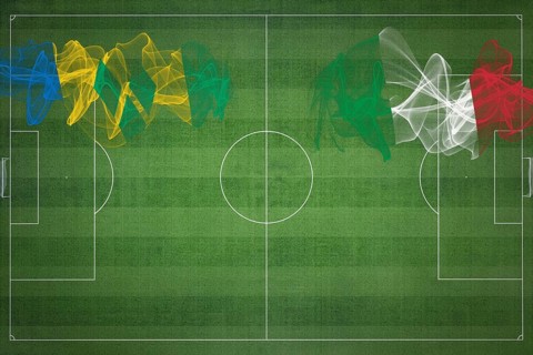 Saint Vincent and the Grenadines vs Italy Soccer Match, national colors, national flags, soccer
