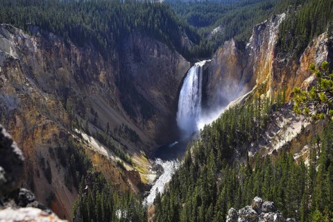 Sparkling falls in a canyon of Yellowstone national park. More magnificent pictures from the