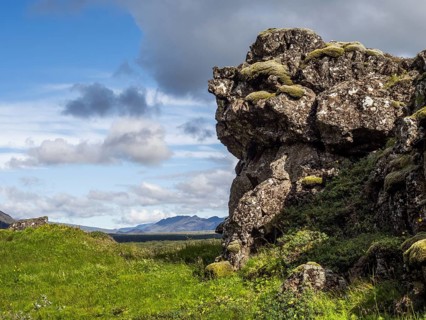 Rock formation in Thingvellir National Park, Iceland, Europe
