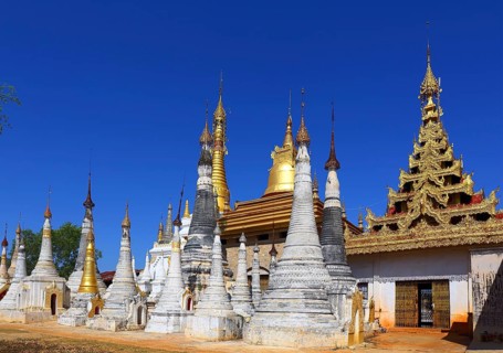 Shwe Inn Thein Paya temple complex near Inle Lake in central Myanmar (Burma)