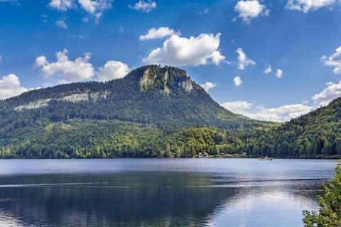 View of Altaussee lake in Styria, Austria, Europe