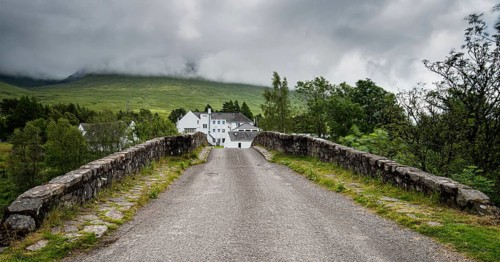 The bridge of orchy in Argyll and Bute with the river orchy in the central highlands of Scotland,