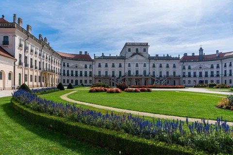 Fertod, Hungary, 7 October, 2022: view of the Esterhazy Palace or Hungarian Versailles in Fertod,