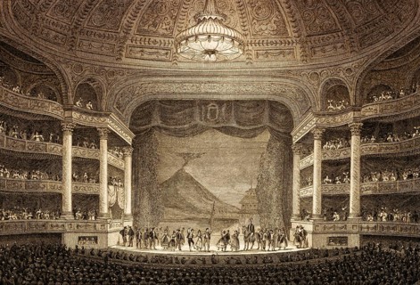 The Paris Opera, Paris, antique steel engraved print, 1831