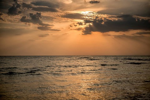 A beautiful summer sunset on a beach in summer