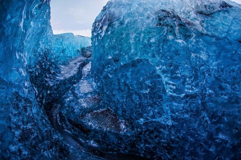 Cave of Iceland ice (Vatnajökull). Shooting Location: Iceland, Reykjavik