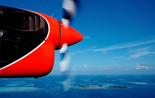 Aerial view of the Maldives, Maldives, Indian Ocean, South Male Atoll, Kandooma, Guraidhoo, Asia