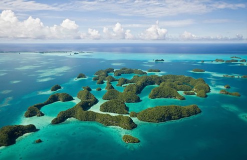 Aerial view of Seventy Islands, Micronesia, Palau, Oceania