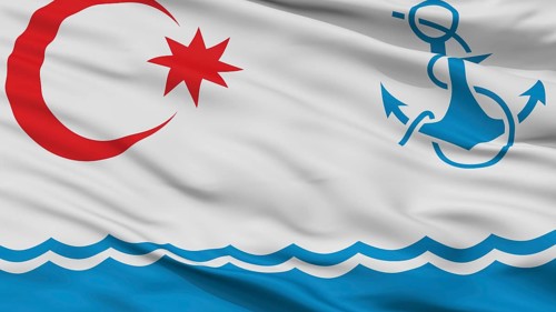 Naval Azerbaijan Flag, Closeup View