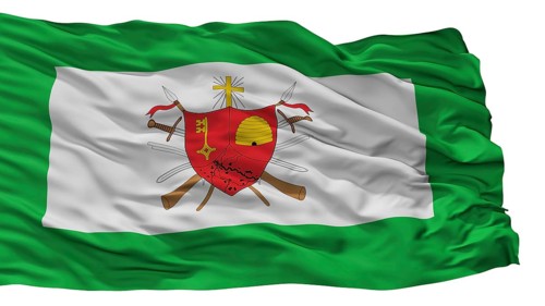 Magangue City Flag, Country Colombia, Bolivar Department, Isolated On White Background