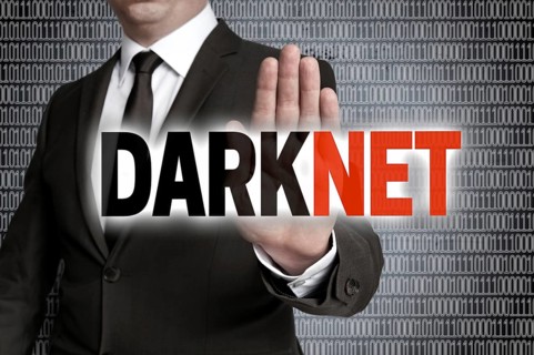 Darknet with matrix is shown by businessman