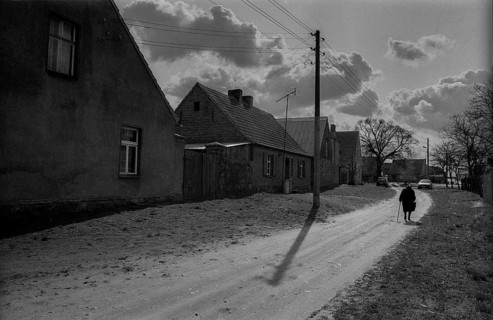 Germany, Steinhöfel, 20 April 1992, only visitor to the church service in Steinhöfel, on her way