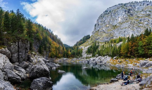 ?rno lake, route to Mount Triglav from Lake Bohinj, Triglav National Park, Julian alps. Slovenia,