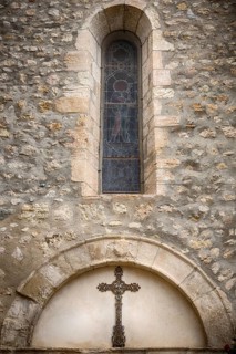 Church windows in Tourettes, South of France 2019