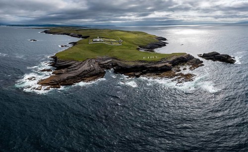 A drone panorama landscape of St. John's Point and the lighthouse in Donegal Bay in the northwest