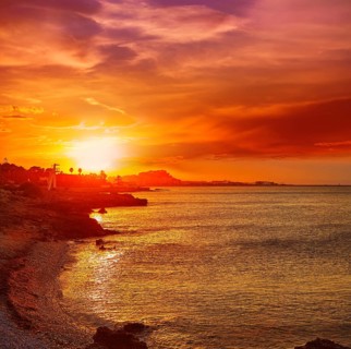 Denia sunset las Rotas in Mediterranean Spain of Alicante