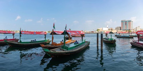 A picture of abra boats at the Dubai Creek