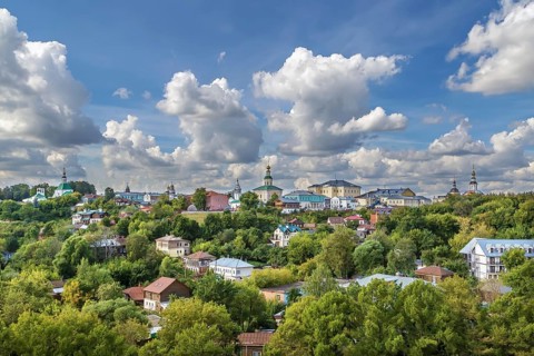View of Vladimir old town from Pushkin park, Russia, Europe