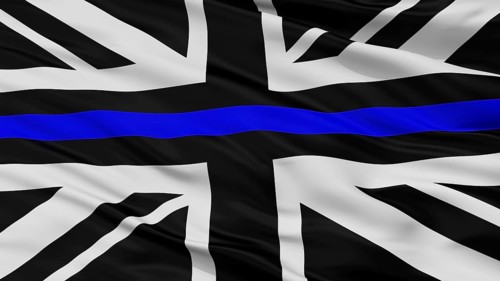 Union Jack Thin Blue Line Flag, Close Up View