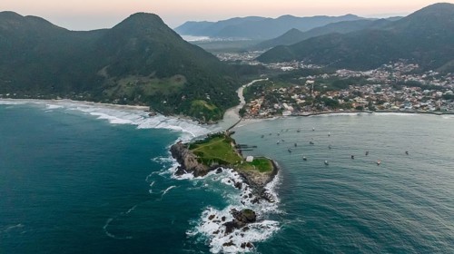 Florianopolis, Armação beach, aerial view. Santa Catarina, SC