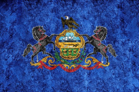 Metallic Pennsylvania state flag, Pennsylvania flag background Metallic texture