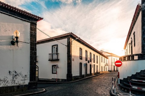 The historic town of Vila Franca do Campo, Azores