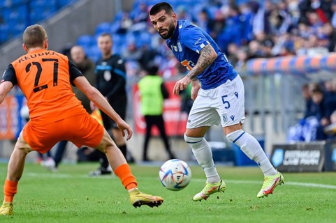 POZNAN, POLAND - FEBRUARY 19, 2023: Football match Polish PKO Ekstraklasa between Lech Poznan vs