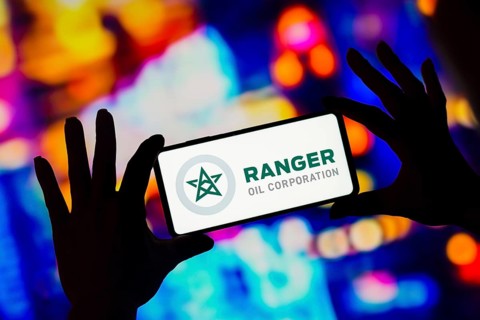 In this photo illustration, the Ranger Oil Corporation logo is displayed on a smartphone screen