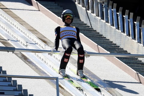 Clemens Aigner (SV Innsbruck Bergisel) at the COC Cup summer ski jumping Hinterzarten 2024