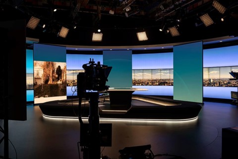 Schaerbeek, Brussels Capital Region, Belgium, 03 26 2022, Main studio of the daily news of the
