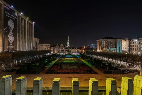 Brussels Old Town, Brussels Capital Region, Belgium, 11 30 2019 Cityscape over the Brussels skyline