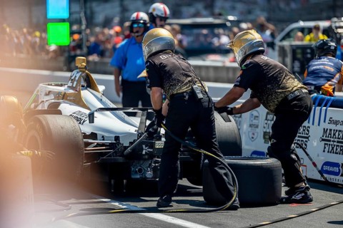 INDYCAR driver, RINUS VEEKAY (21) of Hoofddorp, Netherlands, brings his Ed Carpenter Racing