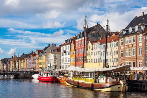 Nyhavn in the city of Copenhagen, Denmark, Europe