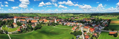 Aerial view of Haag in Upper Bavaria in fine weather